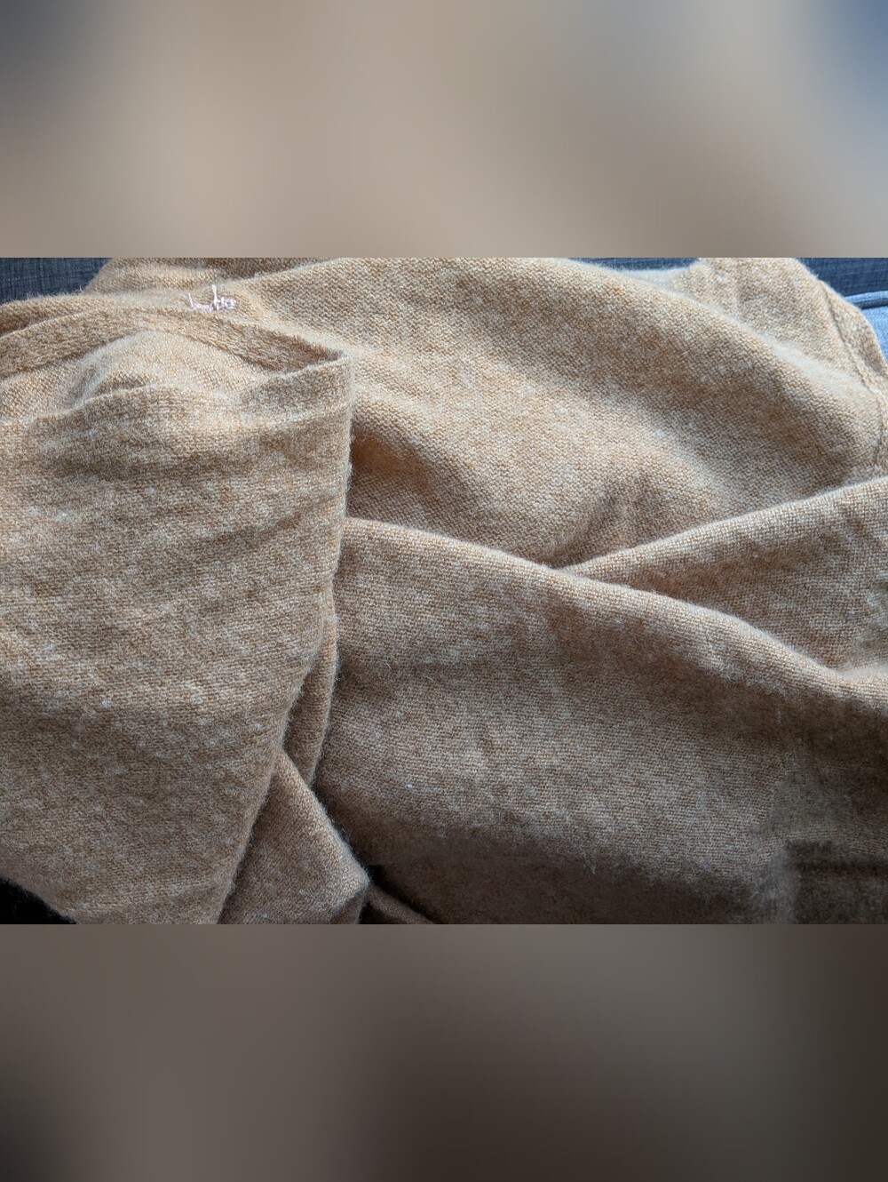 J. Crew 2019 Cashmere Shawl Wrap Scarf Heather Camel HAND REPAIRED